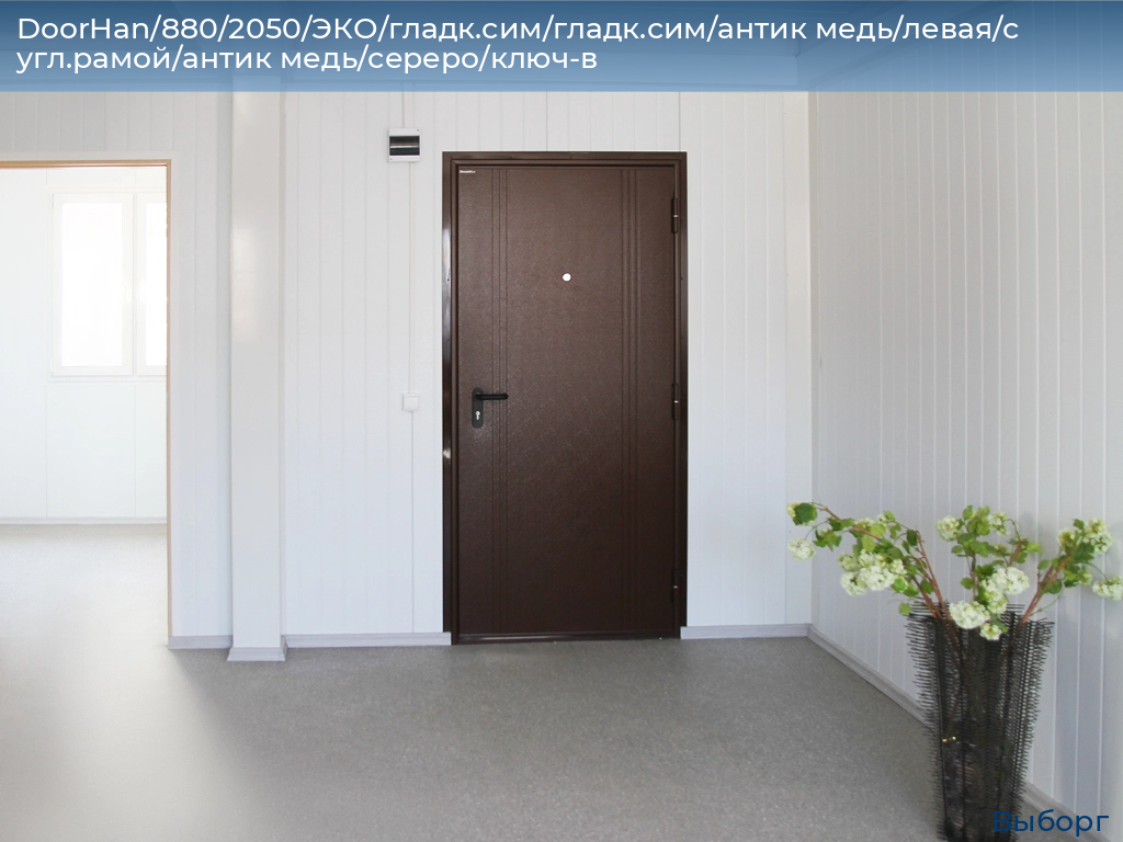 DoorHan/880/2050/ЭКО/гладк.сим/гладк.сим/антик медь/левая/с угл.рамой/антик медь/сереро/ключ-в, vyborg.doorhan.ru